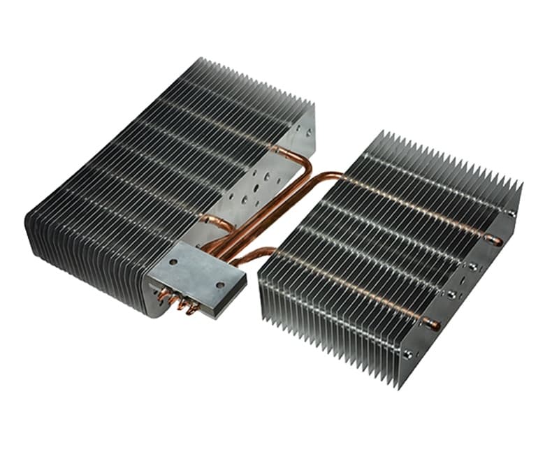 multi heatpipe soldered fin stack