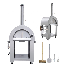 Custom Stainless Steel Wood-Fired Outdoor Pizza Oven on Wheels