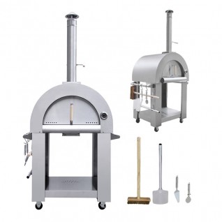Stainless pizza oven assembly