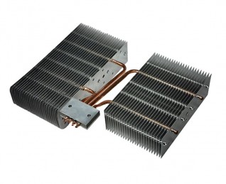 Split-core, dual block heat sink layout