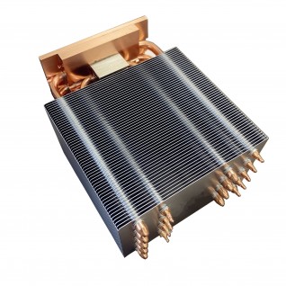 Stacked fin assembly with multi-pipe layout