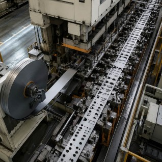 Coil fed metal stamping production line