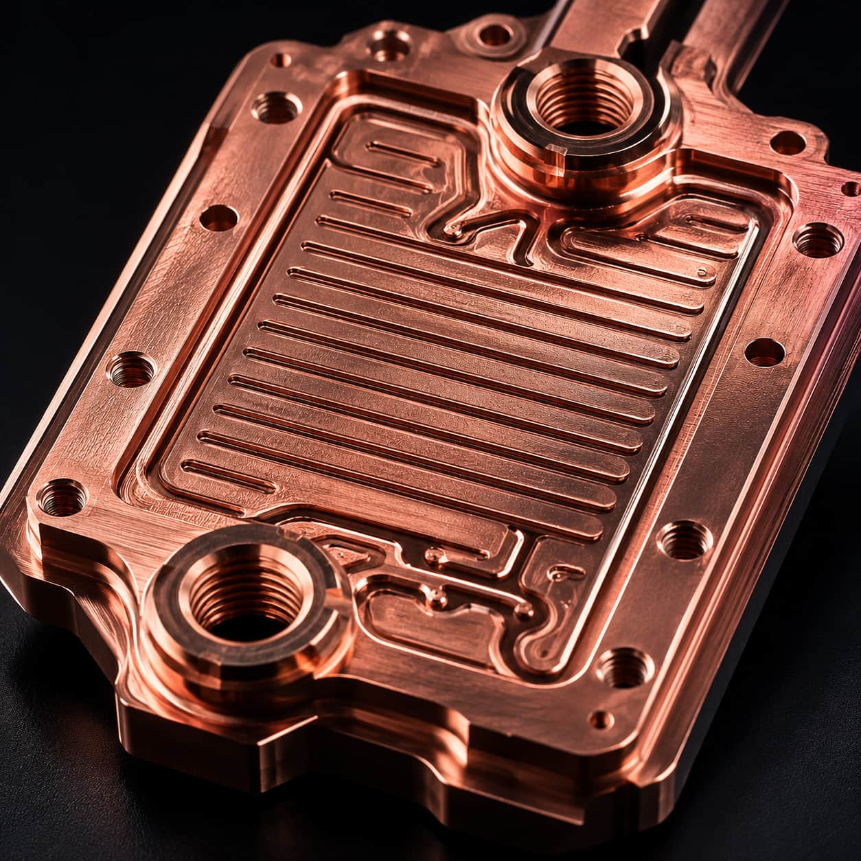 CNC machined copper cold plate channel