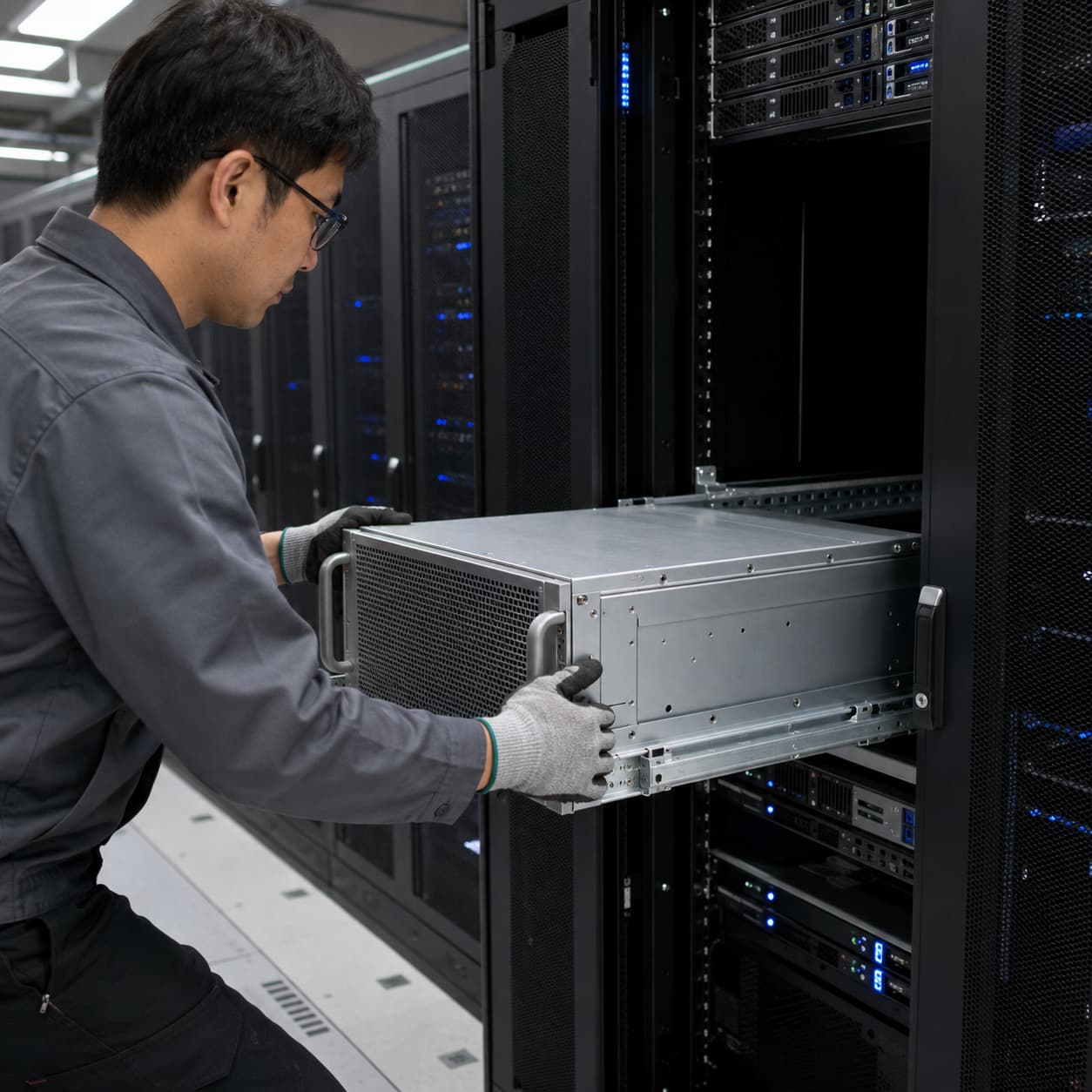 AI server chassis ready for rack installation