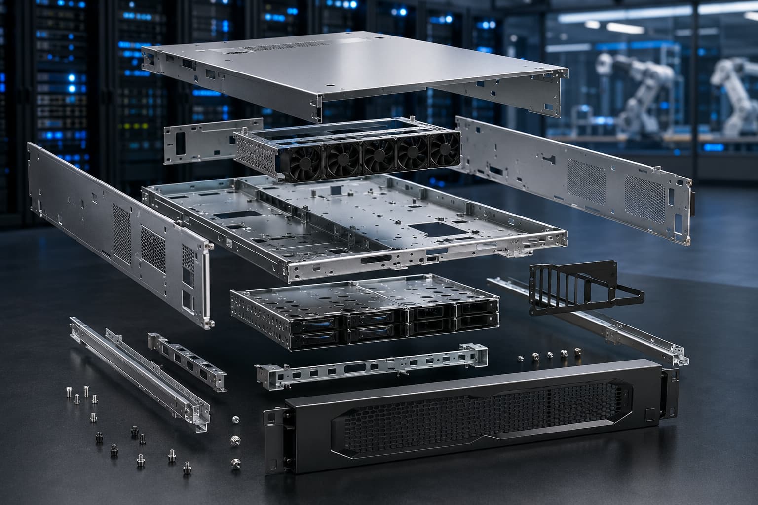 exploded AI server chassis structure