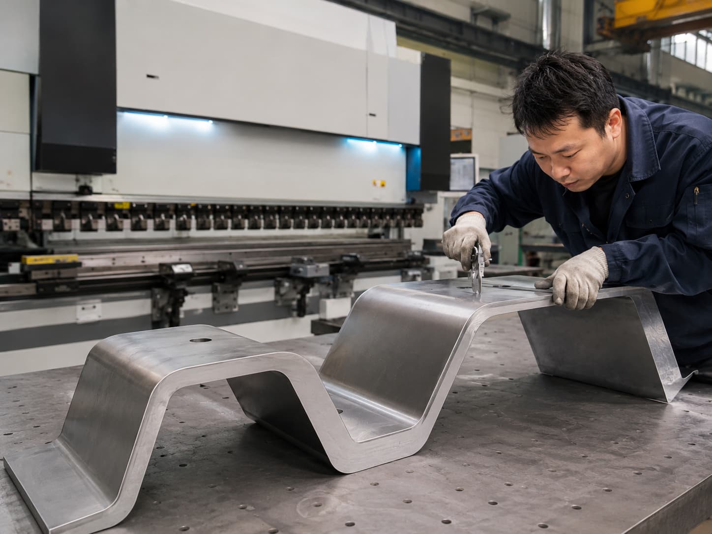 CNC press brake bending large sheet metal