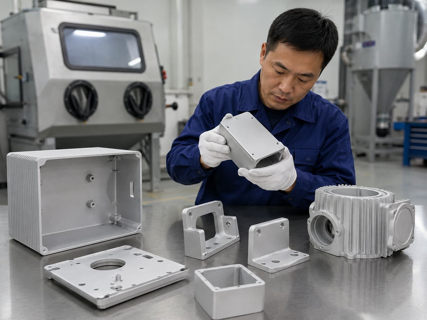 Sand blasting metal surface