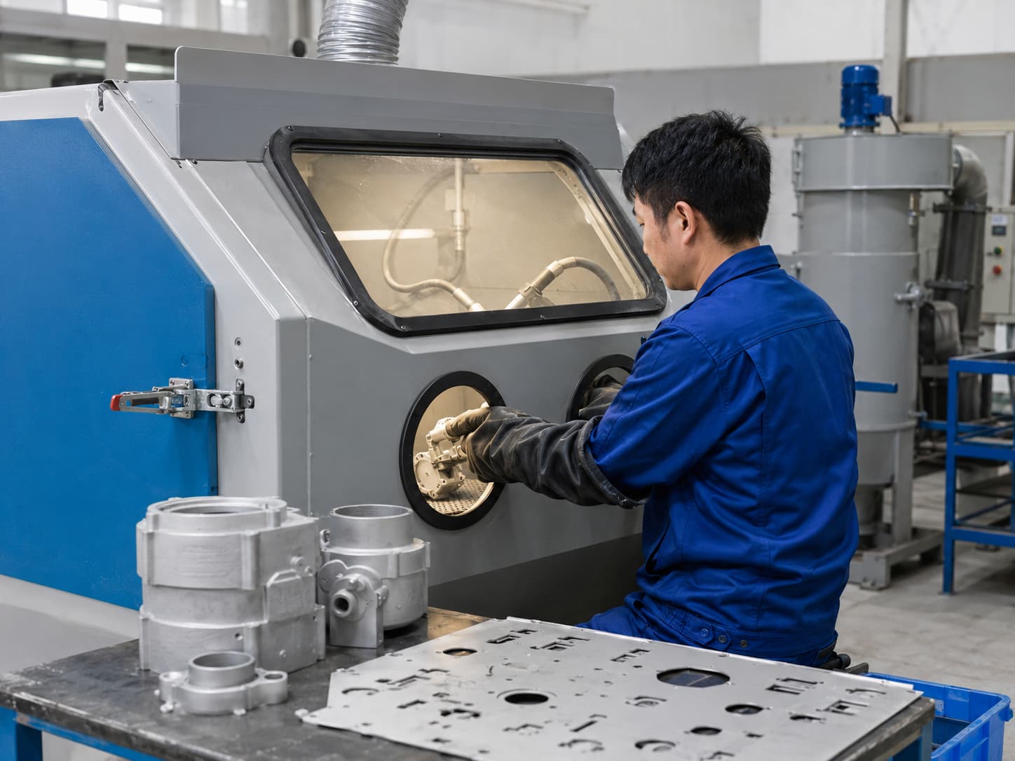 Bead blasting aluminum parts