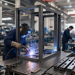 Custom fabricated steel frame assembly
