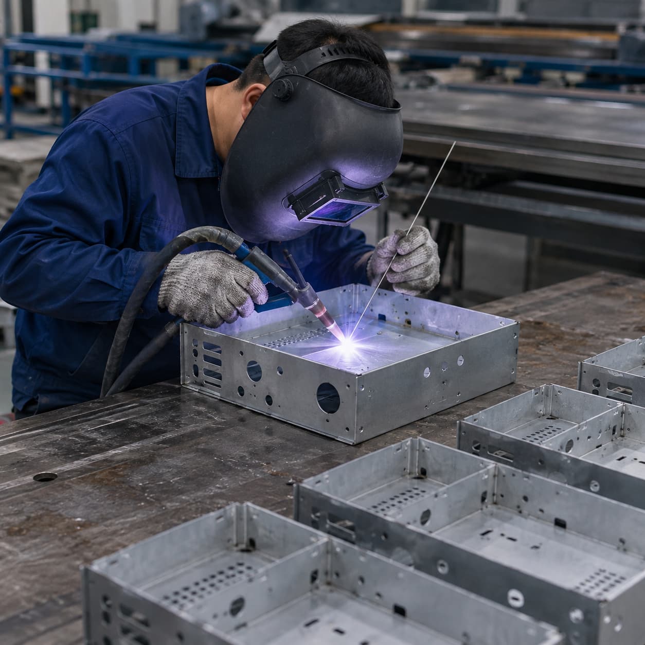 TIG welding metal enclosure