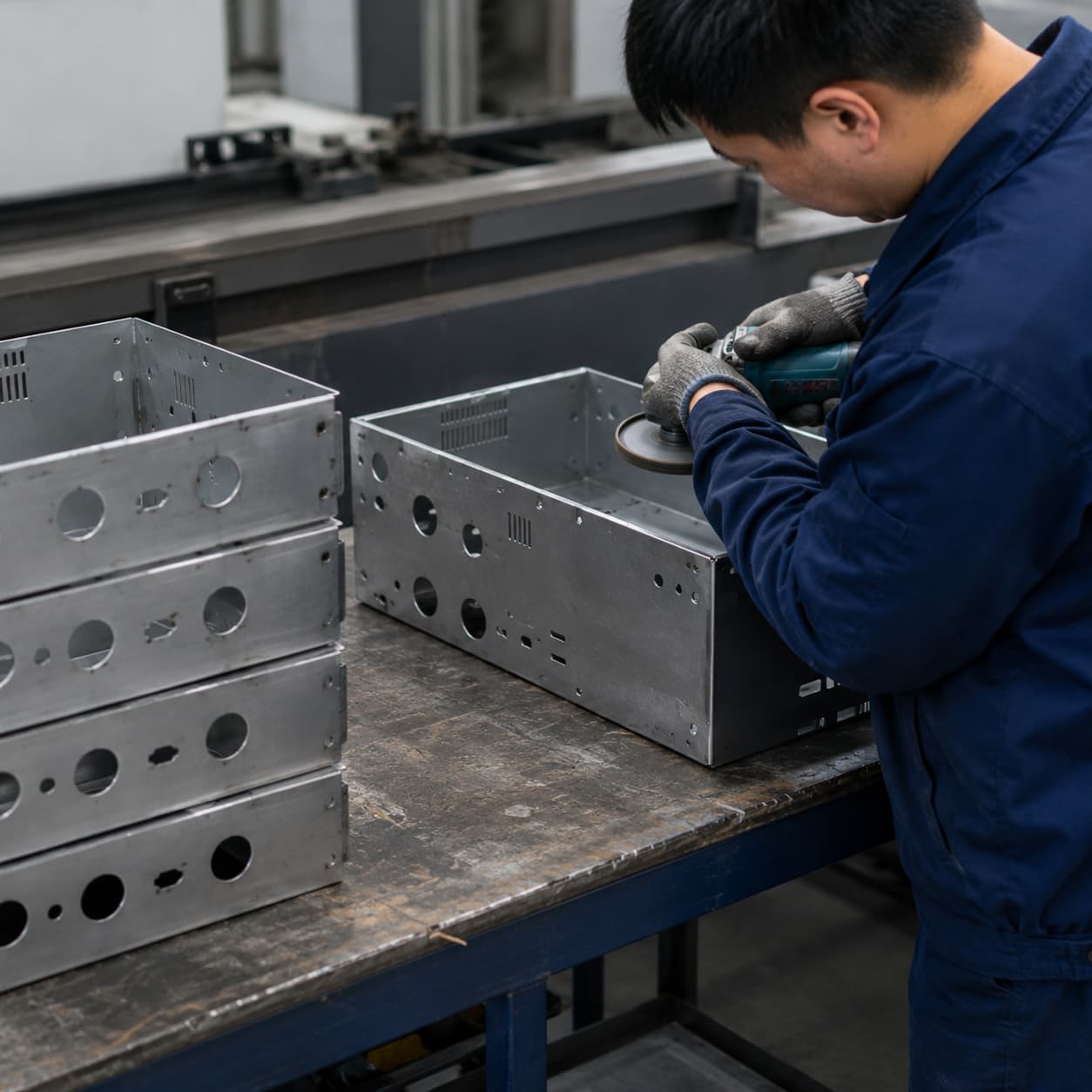 Welding sheet metal box