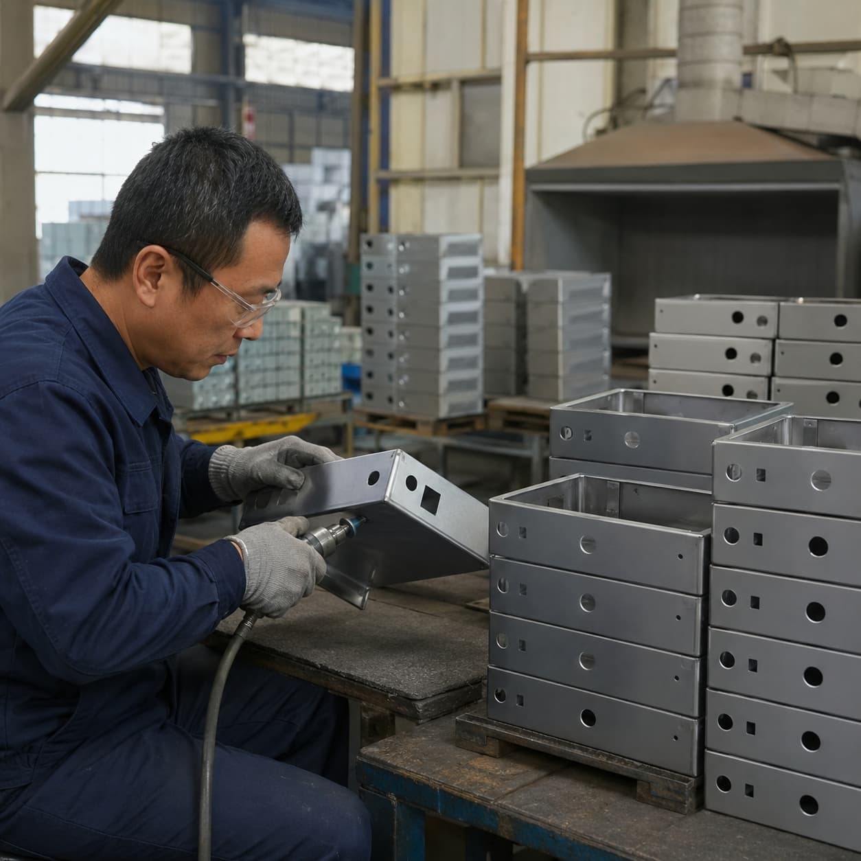 Deburring custom sheet metal enclosure parts