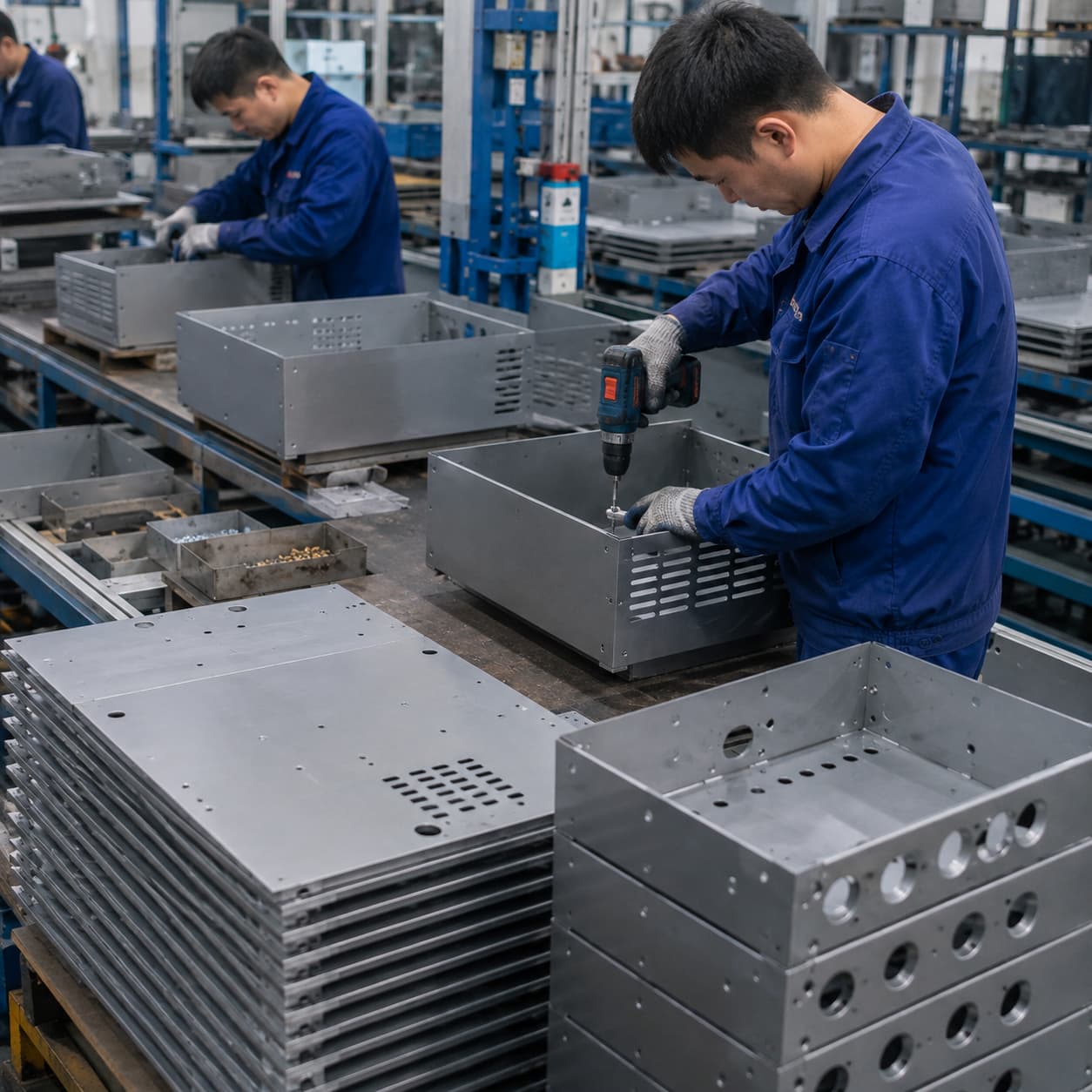Sheet metal enclosure assembly production