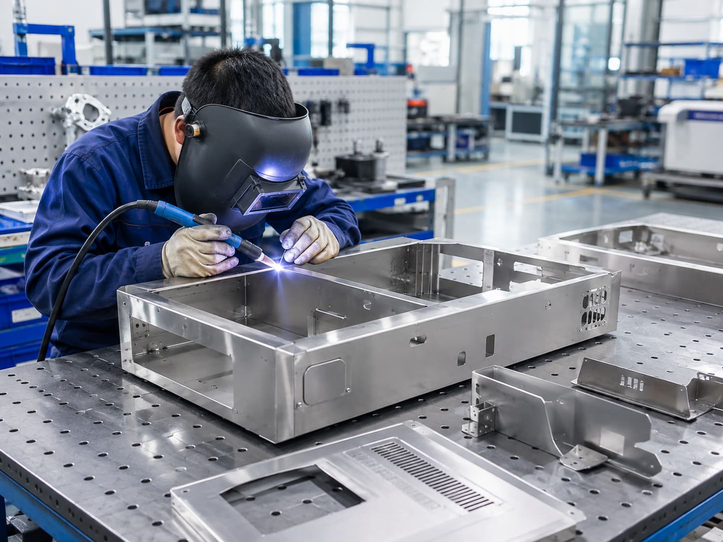 Welding custom stainless steel enclosure frame