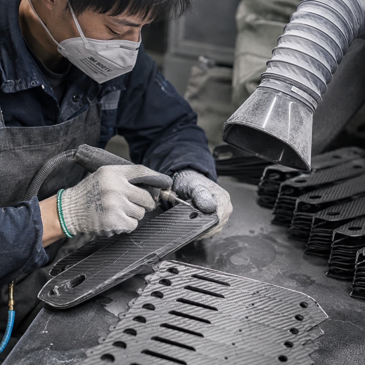 Carbon fiber parts production inspection