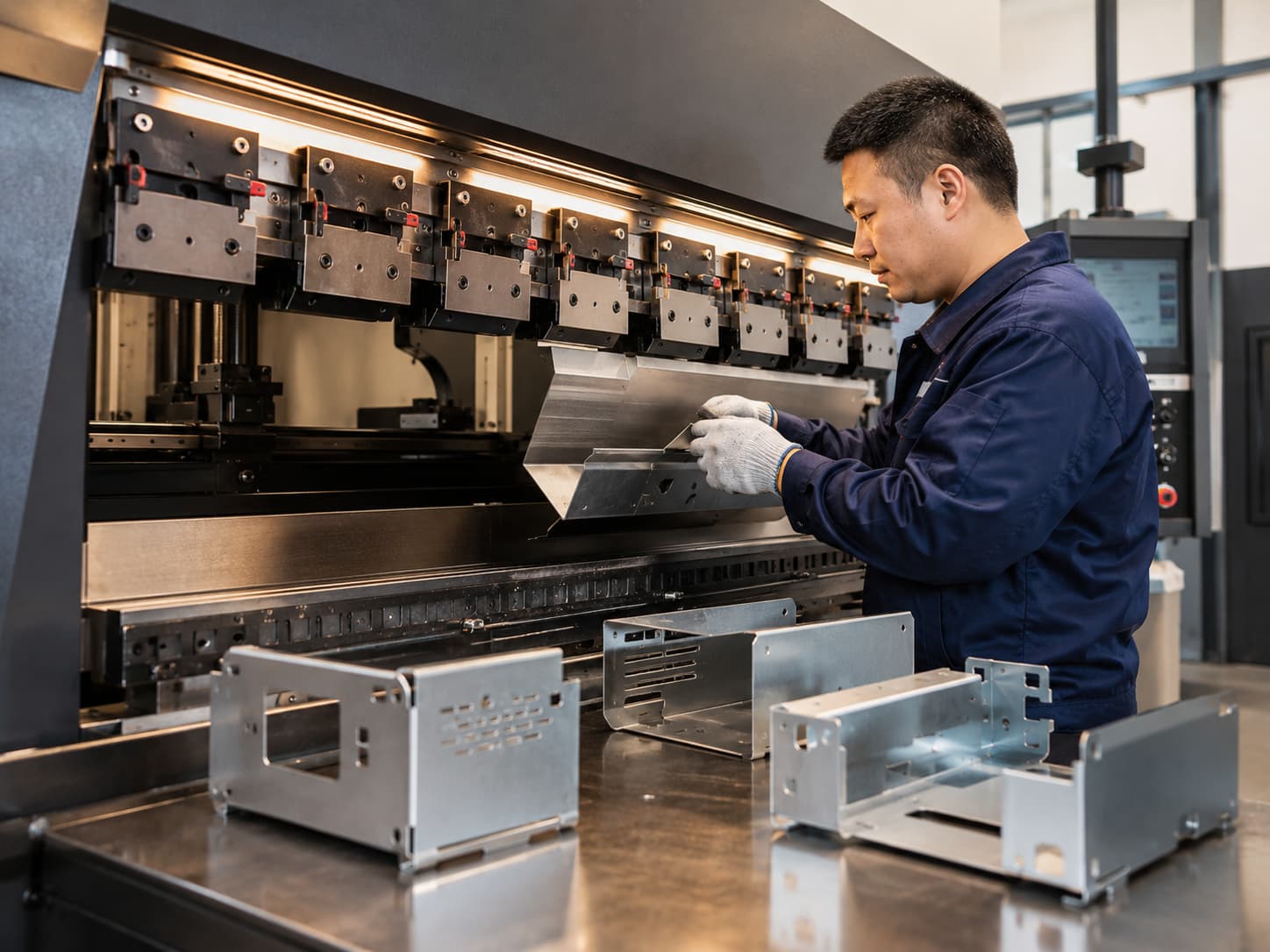 Press brake bending of sheet metal enclosure sides and flanges