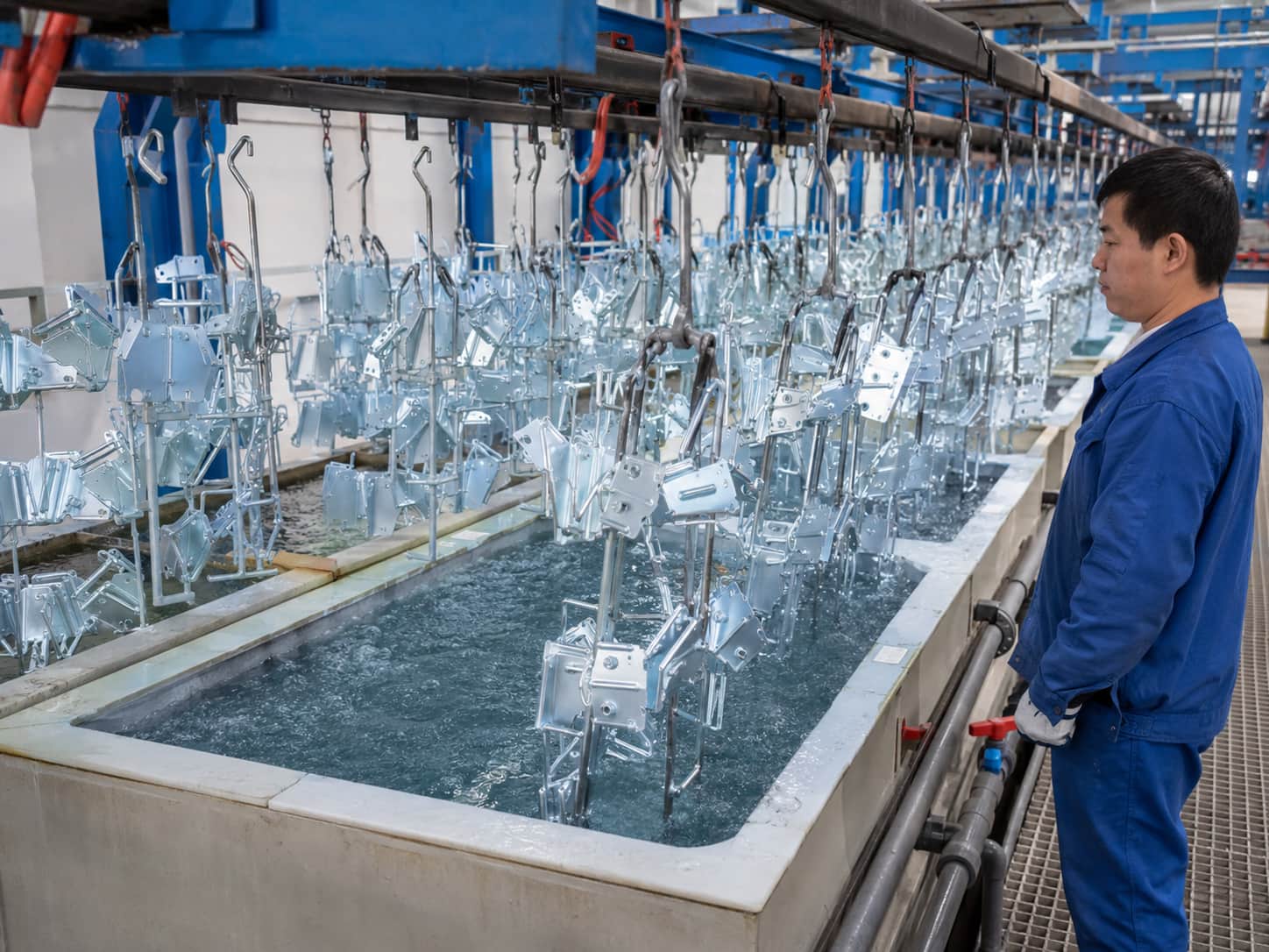 Metal mounting components undergoing surface treatment