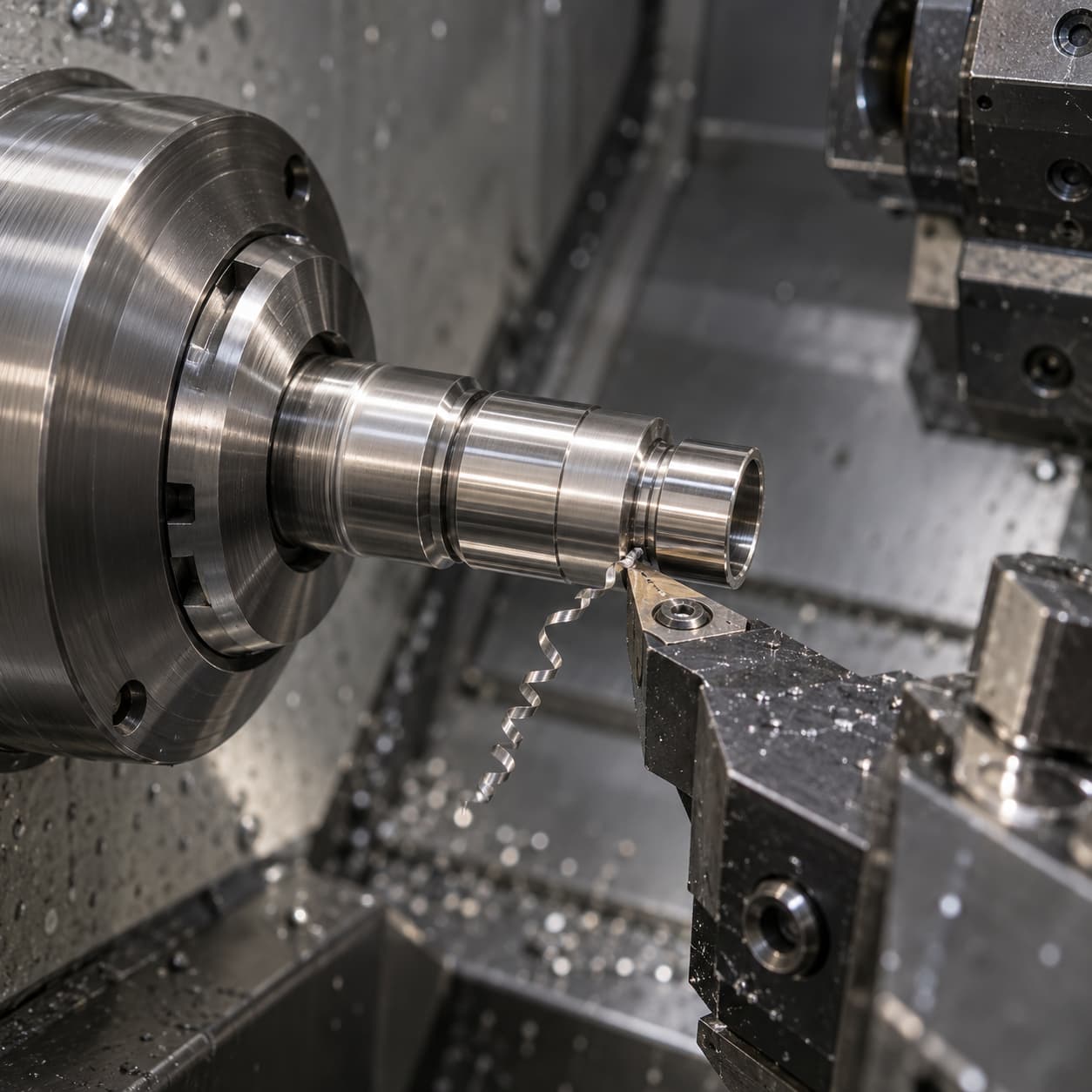 CNC turning of a stainless steel connector body illustration