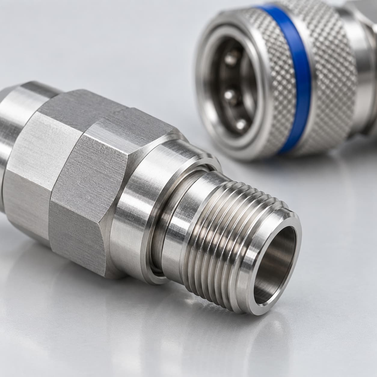 Stainless steel threaded liquid cooling connector illustration