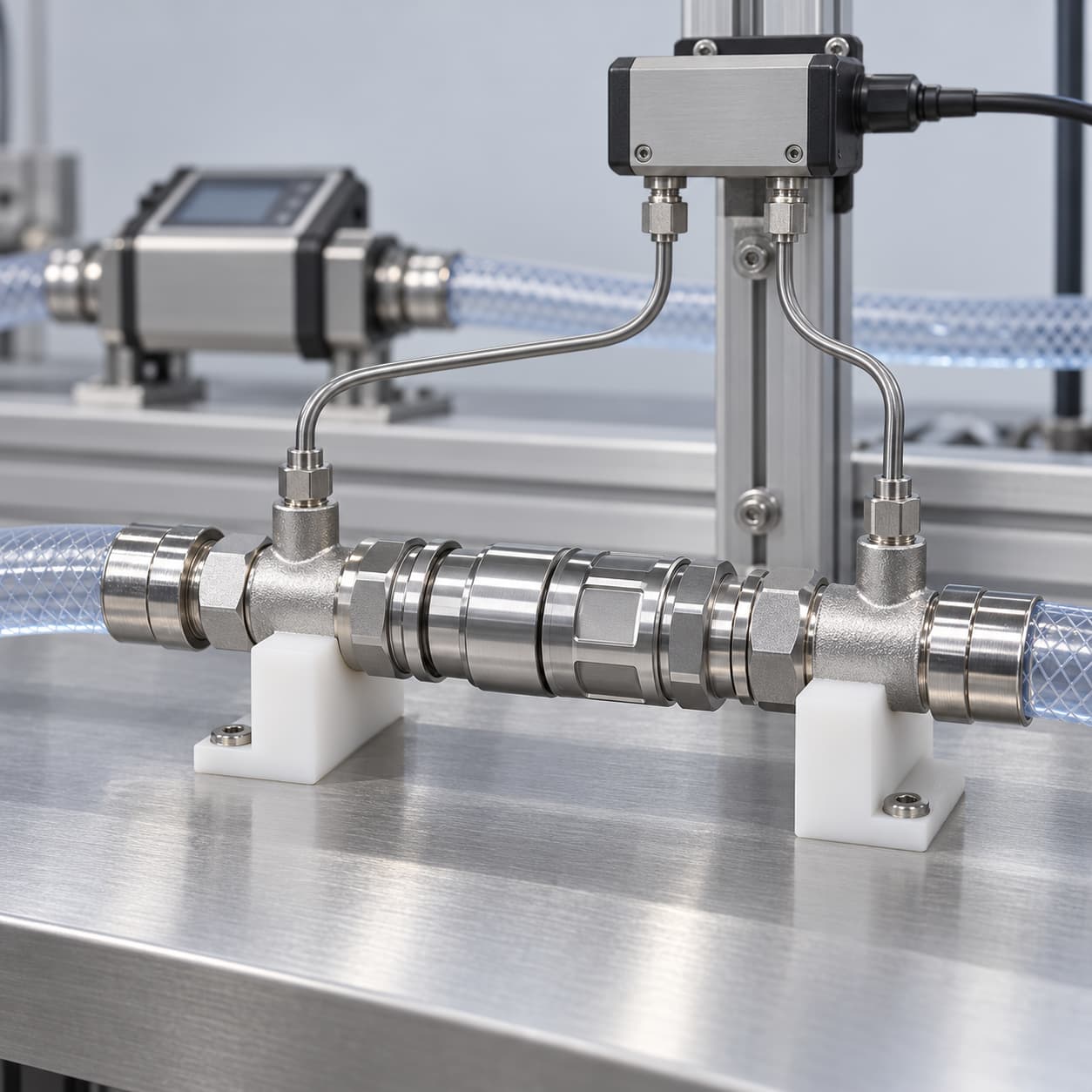 Instrumented connector flow and pressure drop test concept