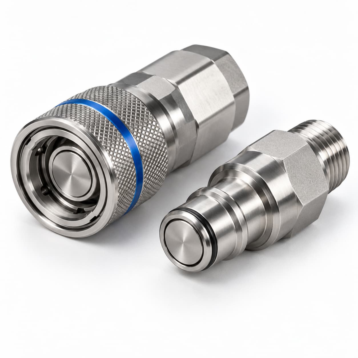 Stainless steel quick-connect coupling and plug illustration